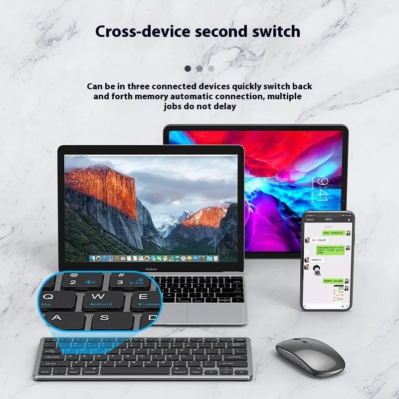 Ultra-thin wireless keyboard and mouse suit in black, gun colour, or silver with rechargeable batteries