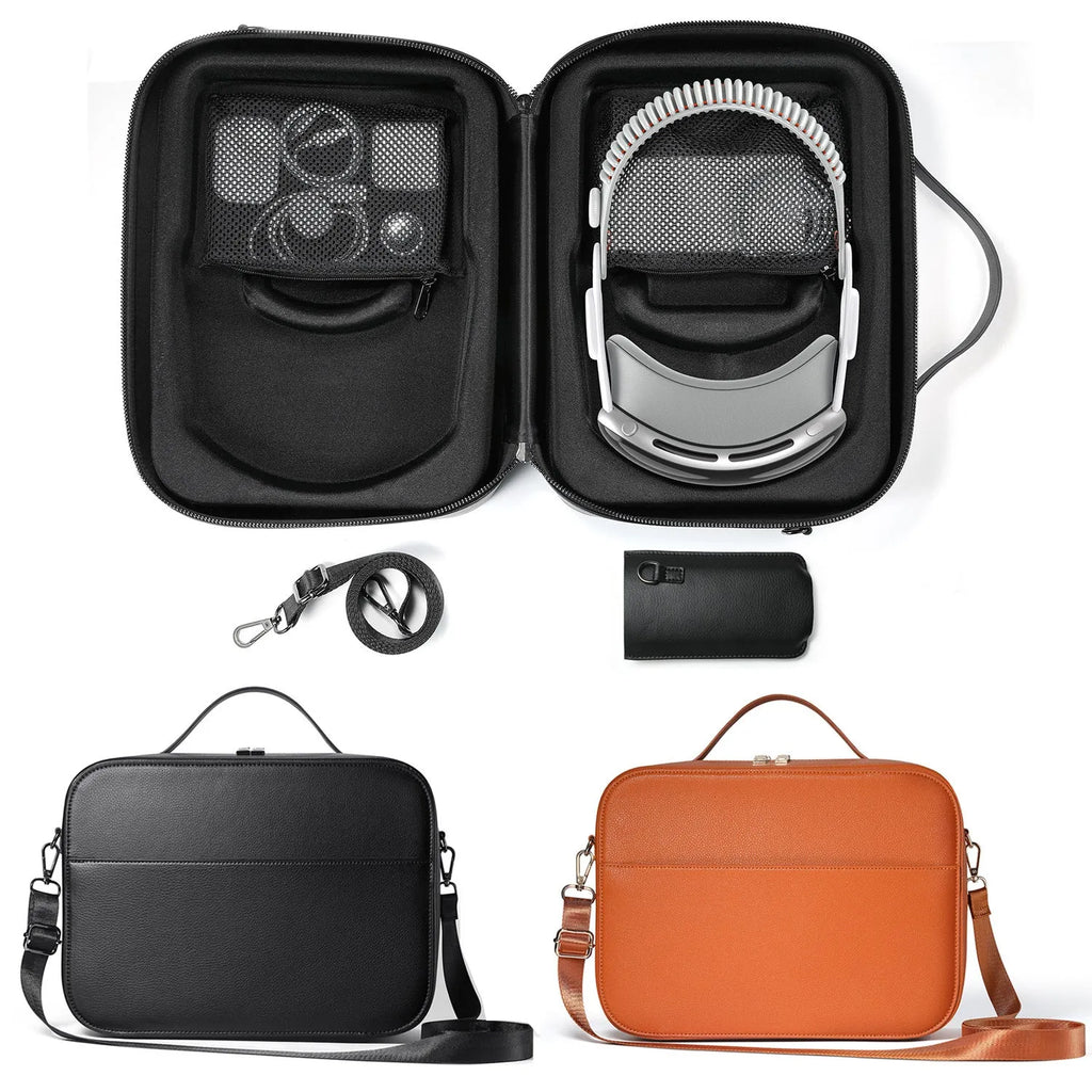 Black superfiber MR glasses storage box for Vision Pro headset protection.