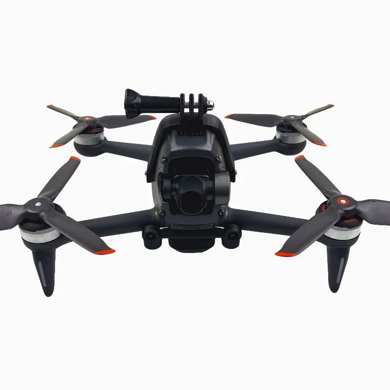 3D printed hard plastic FPV drone expansion bracket for mounting GoPro cameras, shown with a protective sponge layer.