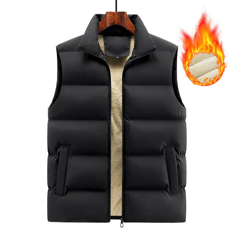 Men's striped lambswool vest in black, dark blue, or red for autumn and winter wear