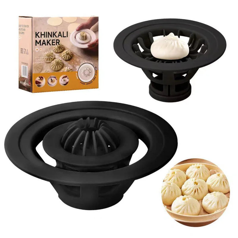 Four black steamed bun moulds for making baozi and dumplings