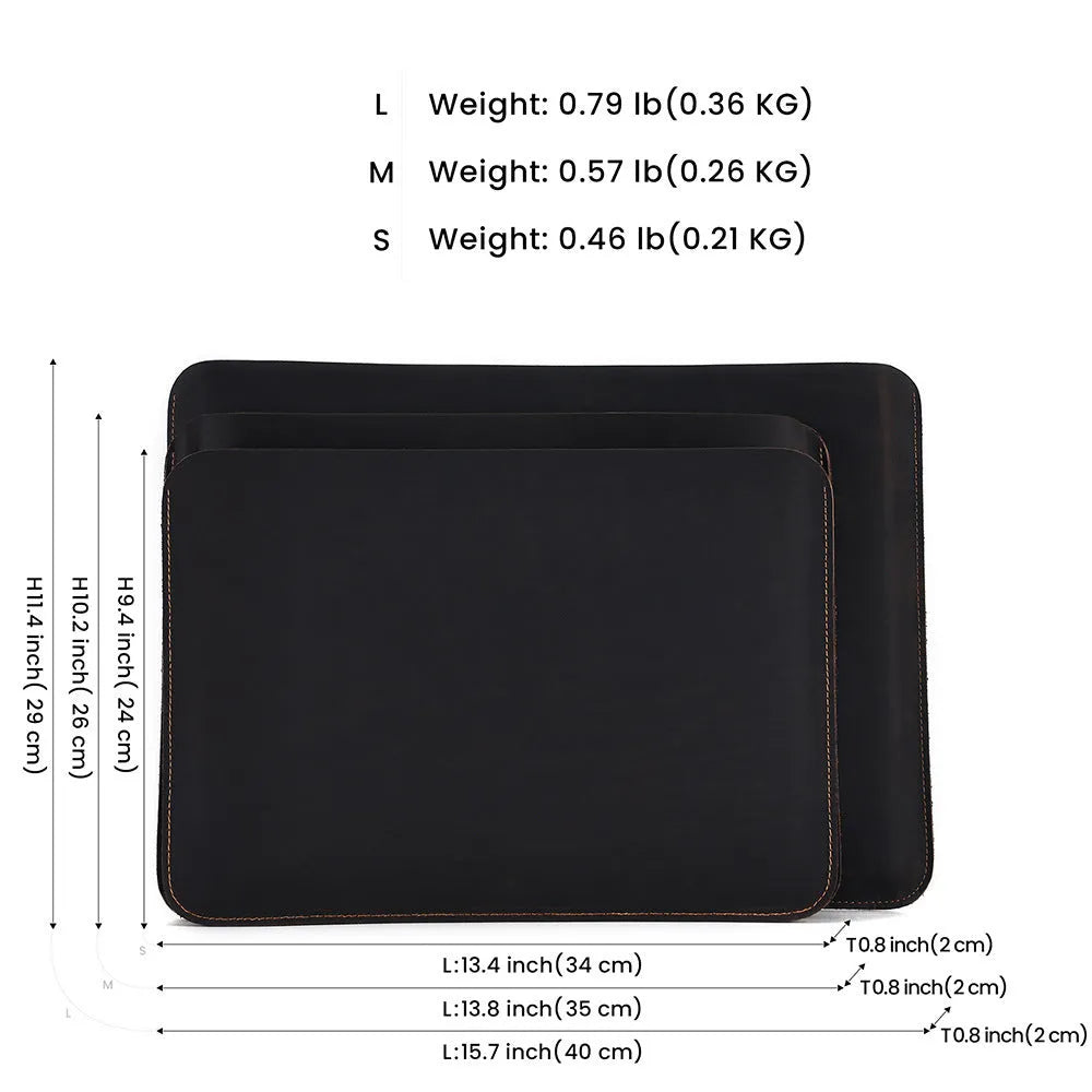 Brown genuine leather computer liner bag for men with crazy horse leather finish and multi-functional design