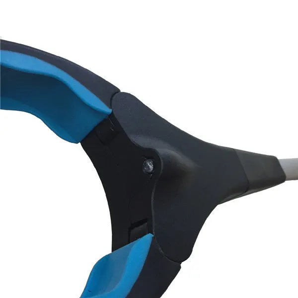 Blue foldable portable pickup tool with telescopic aluminium tube extended to 83.5cm for waste collection