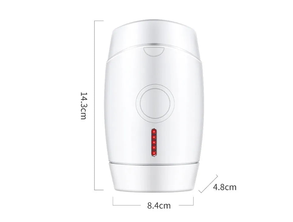 White home laser hair removal device with LCD display and five adjustment buttons