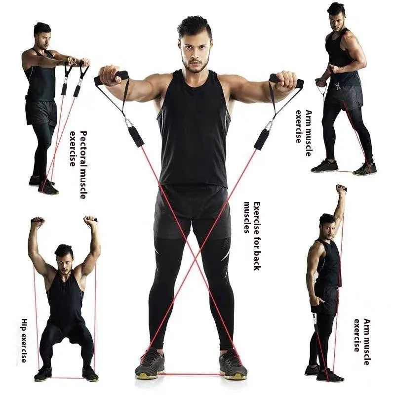 11-piece door gym equipment set with pulling rope and ABS components for home fitness training