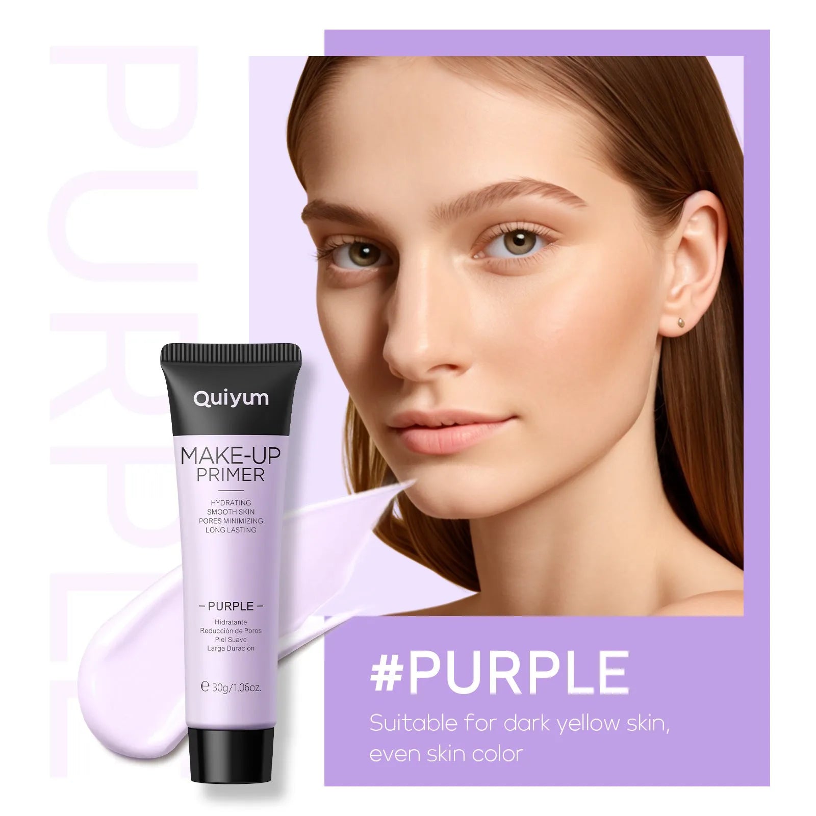 30g colour correcting makeup primer in purple pink green shades with moisturising base cream formula