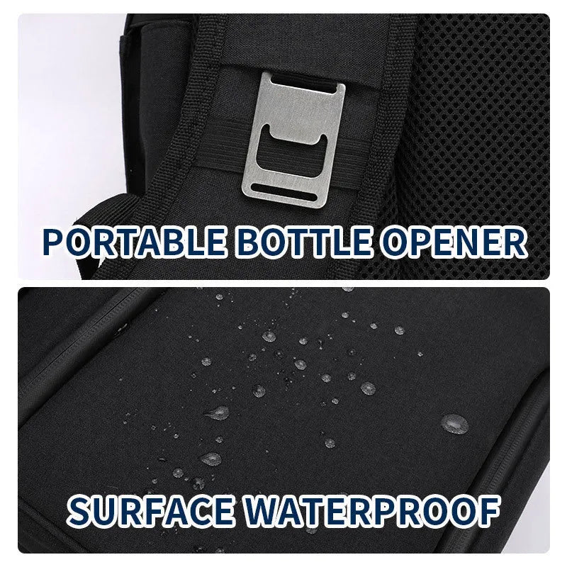 Blue insulated picnic backpack with waterproof Oxford cloth and ice pack compartment