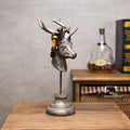 Tall natural resin animal sculpture decoration in black, white, or wood colour finish, 32cm high.