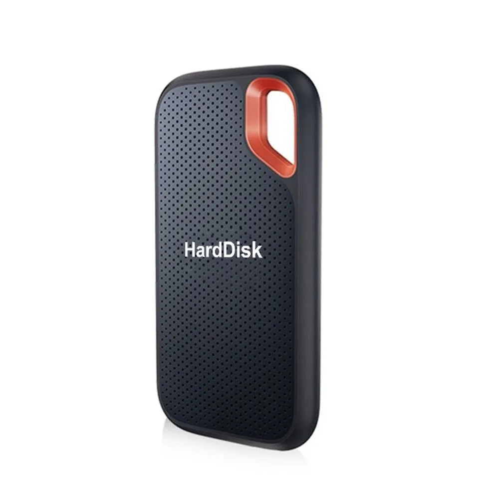 Black portable SSD with USB Type-C 3.1 interface, available in capacities from 500GB to 256TB