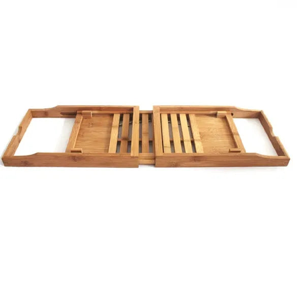 Natural bamboo single-layer bathtub frame for bathroom storage with desktop installation.