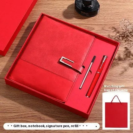 Genuine leather A5 business notebook with wood-free paper pages in multiple colour options including brown, black, green, blue, and red
