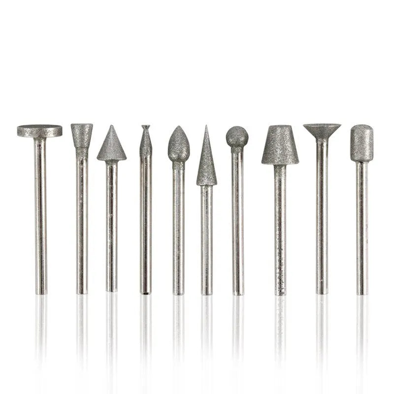 Elliptical cone diamond grinding heads for glass jade stone carving with 3mm shank