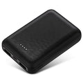 Black and white ultra-thin 10000mAh power bank showing multiple USB ports