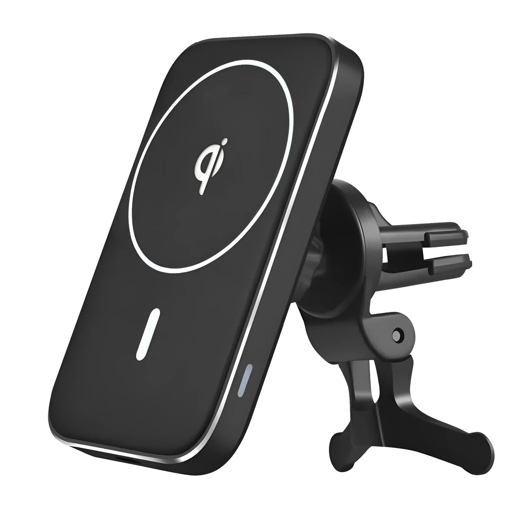 Black M6 magnetic car bracket wireless charger for dashboard or windscreen mounting