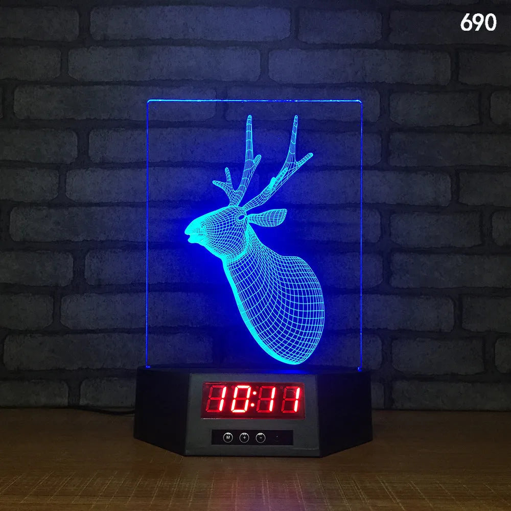 Blue electronic dolphin-shaped 3D LED night light on a table with wireless charging spot.