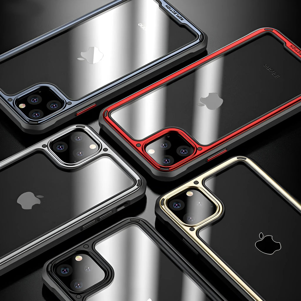 Transparent silicone phone case for Apple iPhone 11 series in business style design