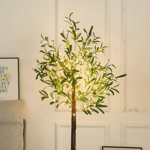 1.8 metre tall artificial olive tree lamp with warm LED lights for outdoor decoration