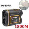 SW series handheld laser golf rangefinder showing compact black design with display screen
