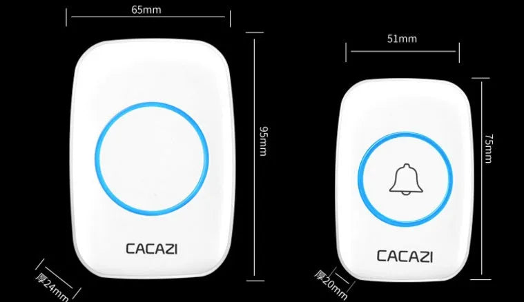 Wireless doorbell transmitter and plug-in receiver unit with 300m range and 36 melody options