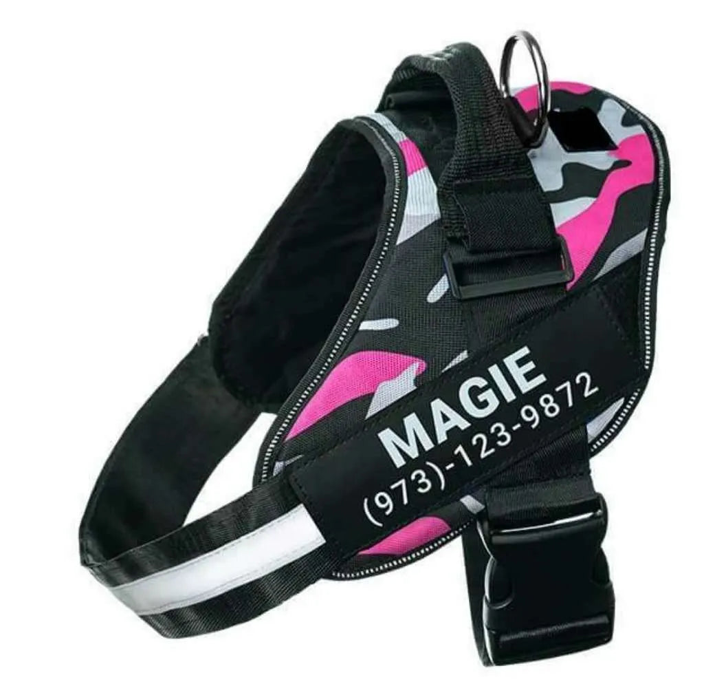 Reflective adjustable nylon no-pull dog harness vest in multiple colours