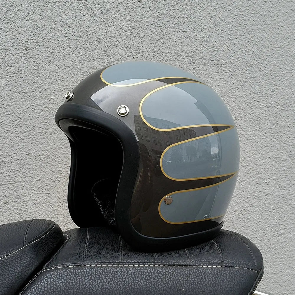 FRP retro half motorcycle helmet in Cement Gray for electric motorcycle commuting