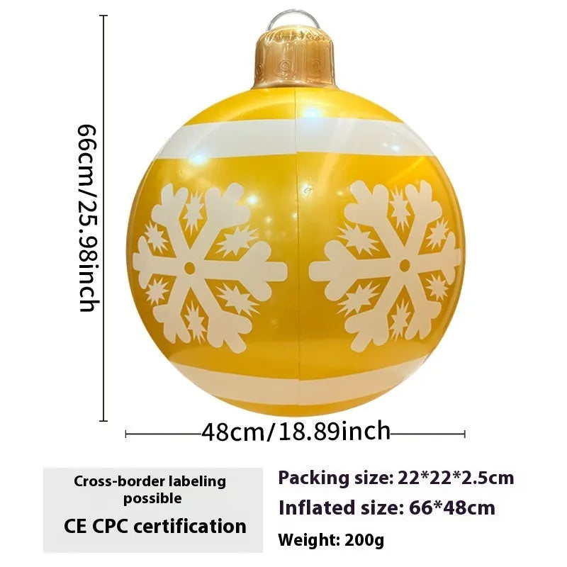 63cm inflatable Christmas ball with flashing LED lights in various designs for outdoor garden decoration