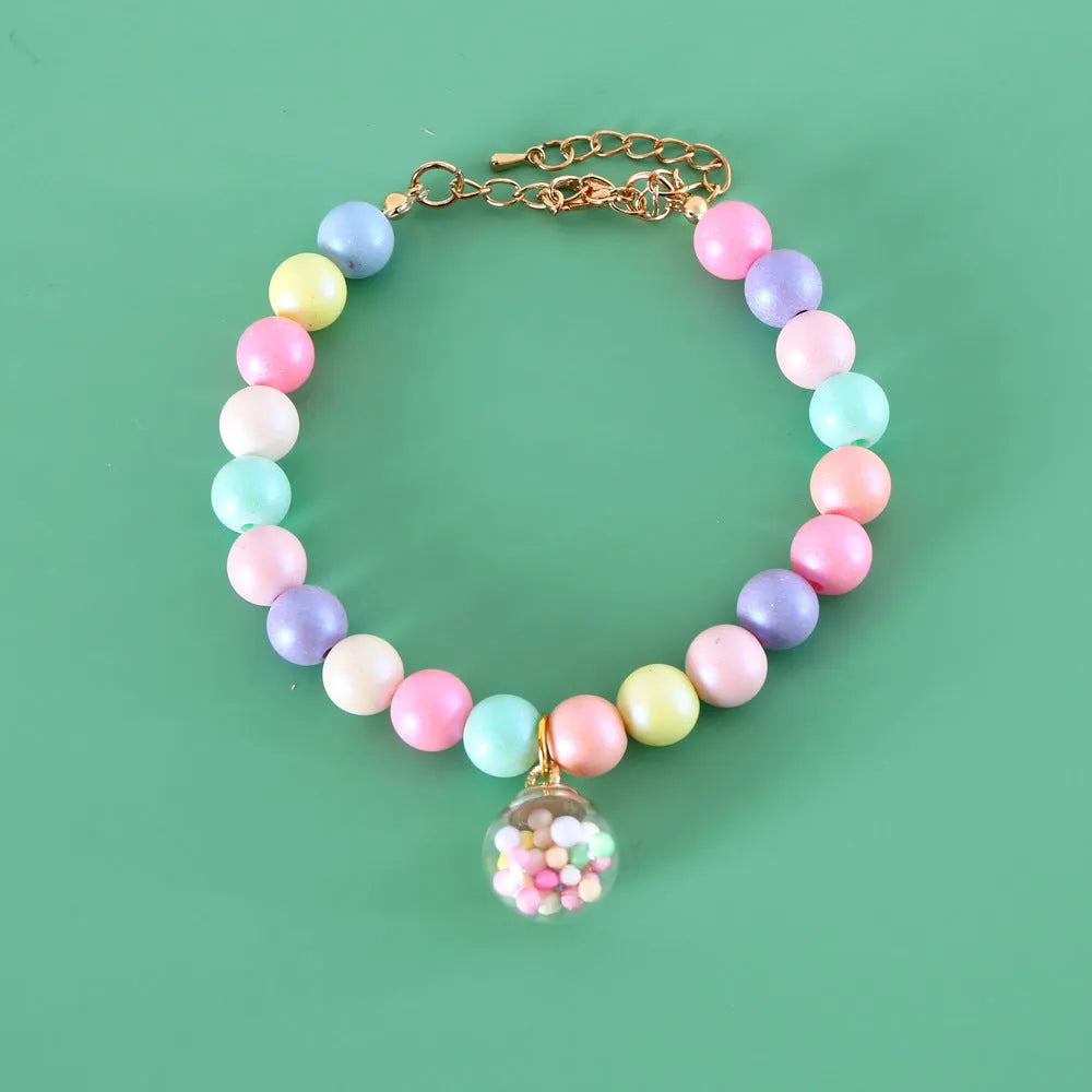 Colourful resin pet costume collar necklace bracelet set in macaron themes for birthday photography