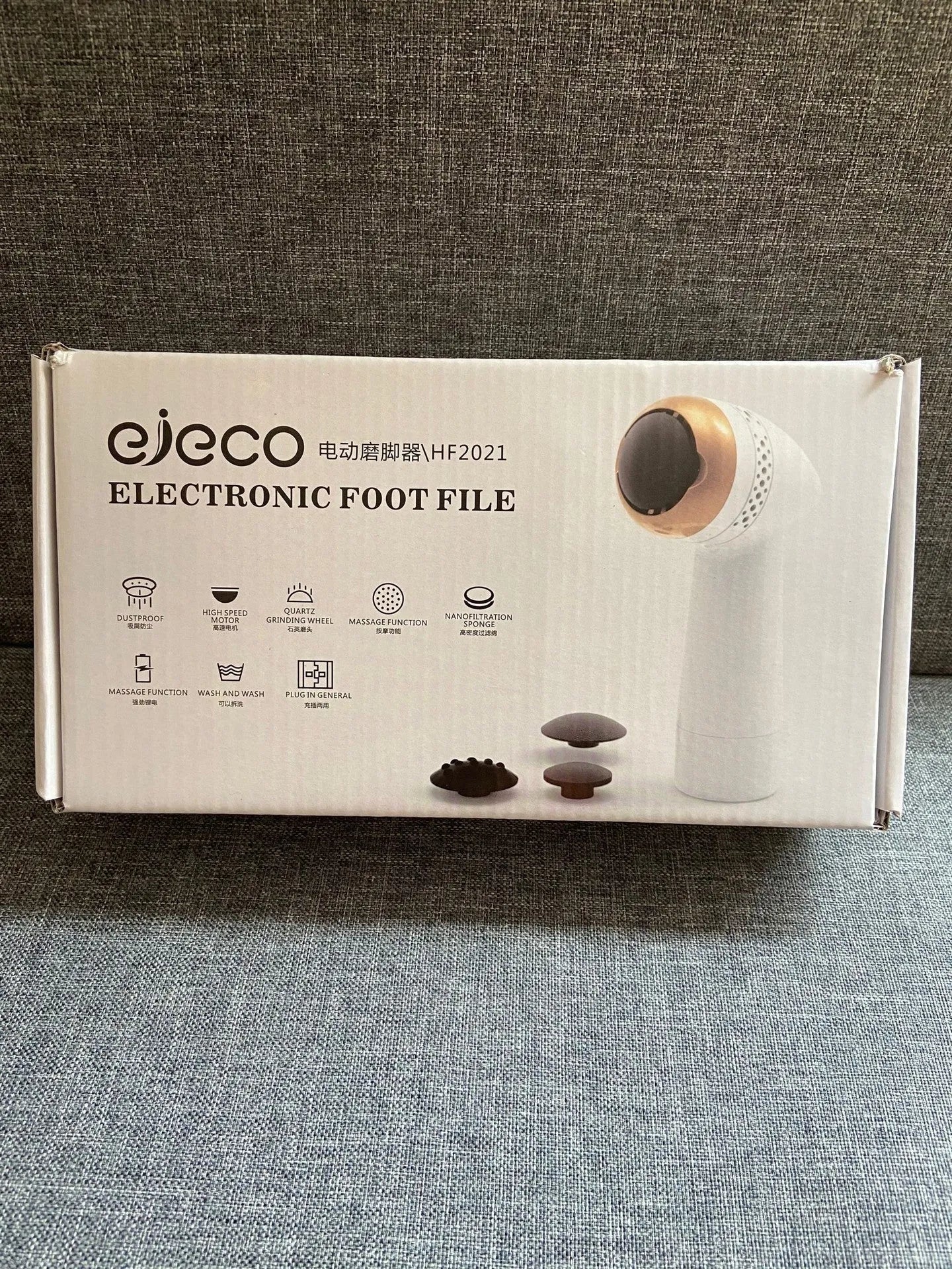Electric vacuum foot grinder with quartz grinding head in gold and silver colour options.