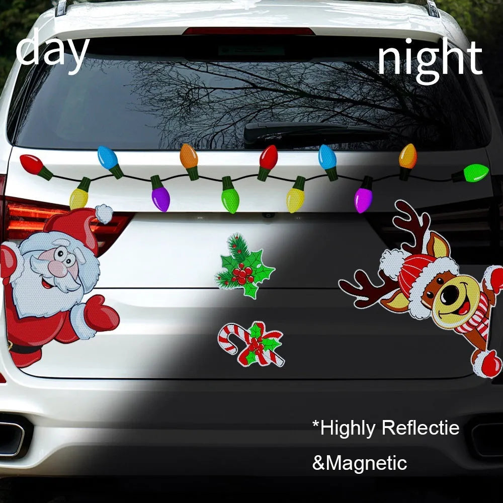 Medium Christmas elk reflective magnetic sticker with six thread colour cartoon design
