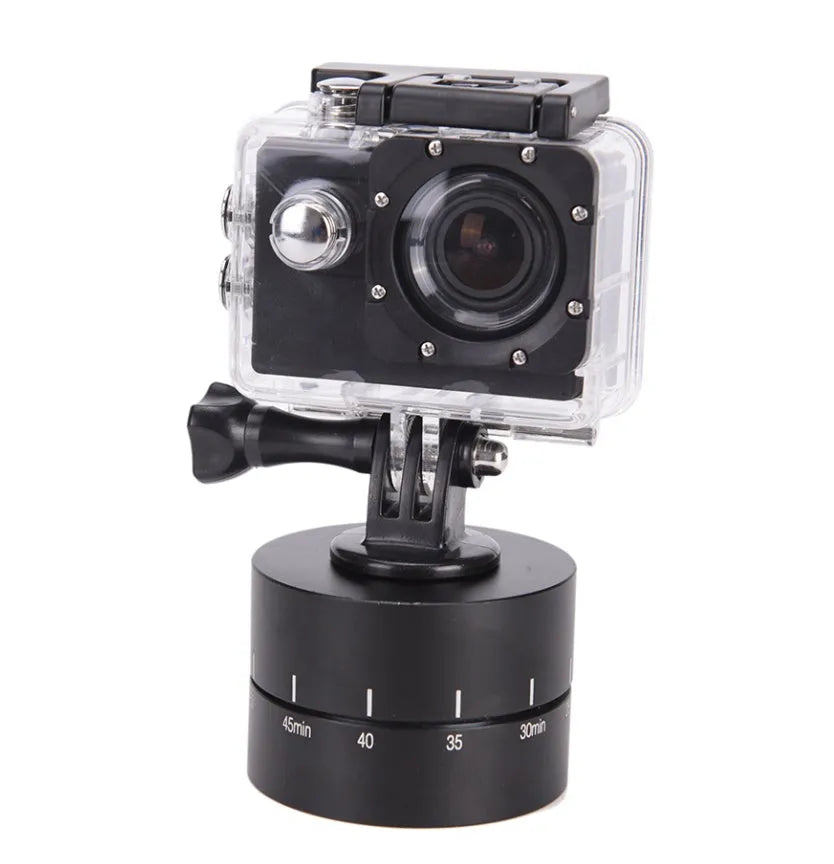 360-degree auto rotate camera tripod head base compatible with GoPro, DSLR and iPhone