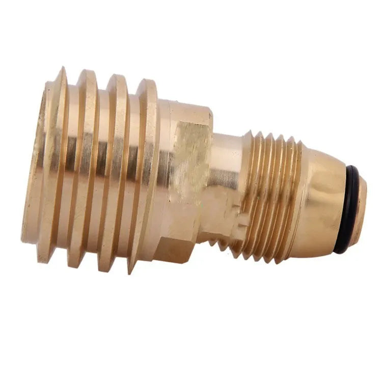 Brass gas brazier adapter with gold finish and taper thread for 7mm gas connections
