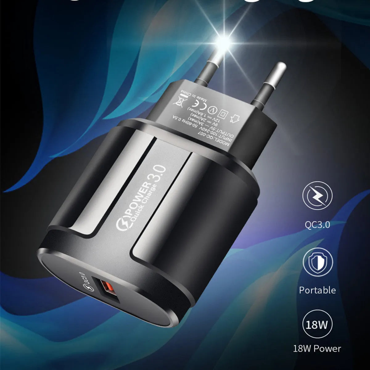 Smart USB travel charger adapter with voltage conversion showing black and white colour options