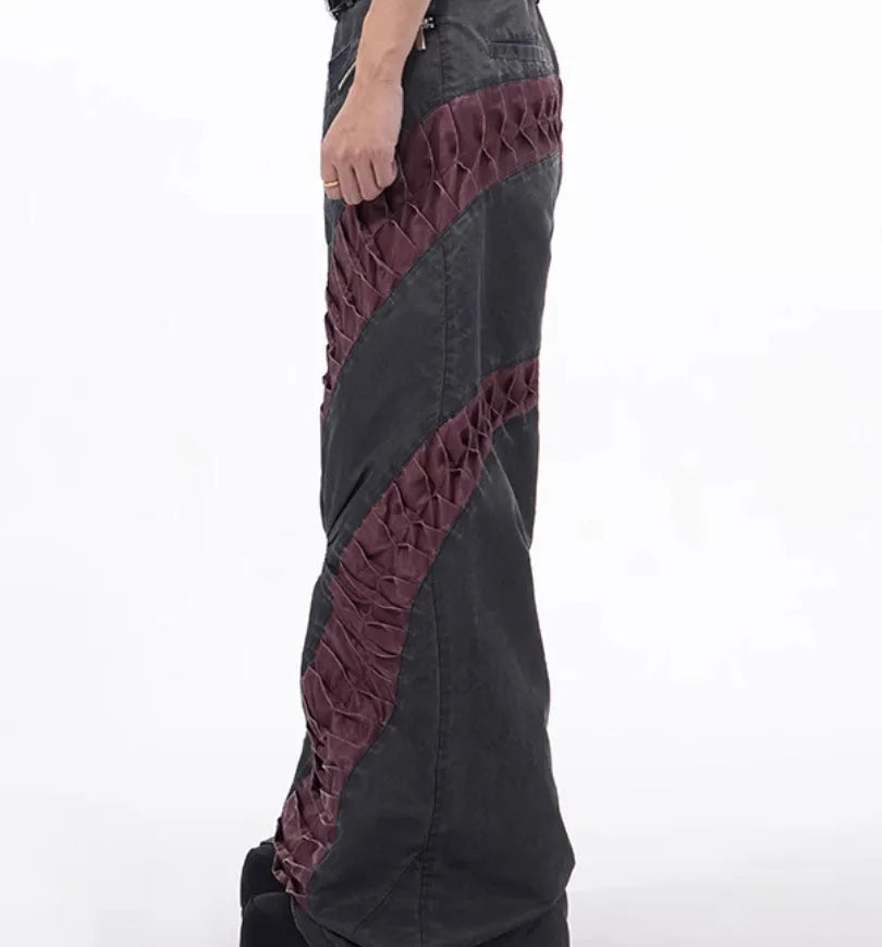 Gray retro three-dimensional keel casual rayon sports pants on a hanger