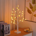 60cm tall white plastic birch tree LED lamp with 24 small mushroom-shaped lights