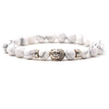 Natural stone stretch bracelet with Tigereye Buddha head bead in various colour options.