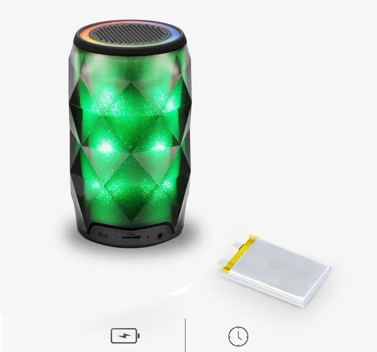 Black crystal diamond-cut Coca-Cola can shaped Bluetooth speaker lantern with colourful lights.