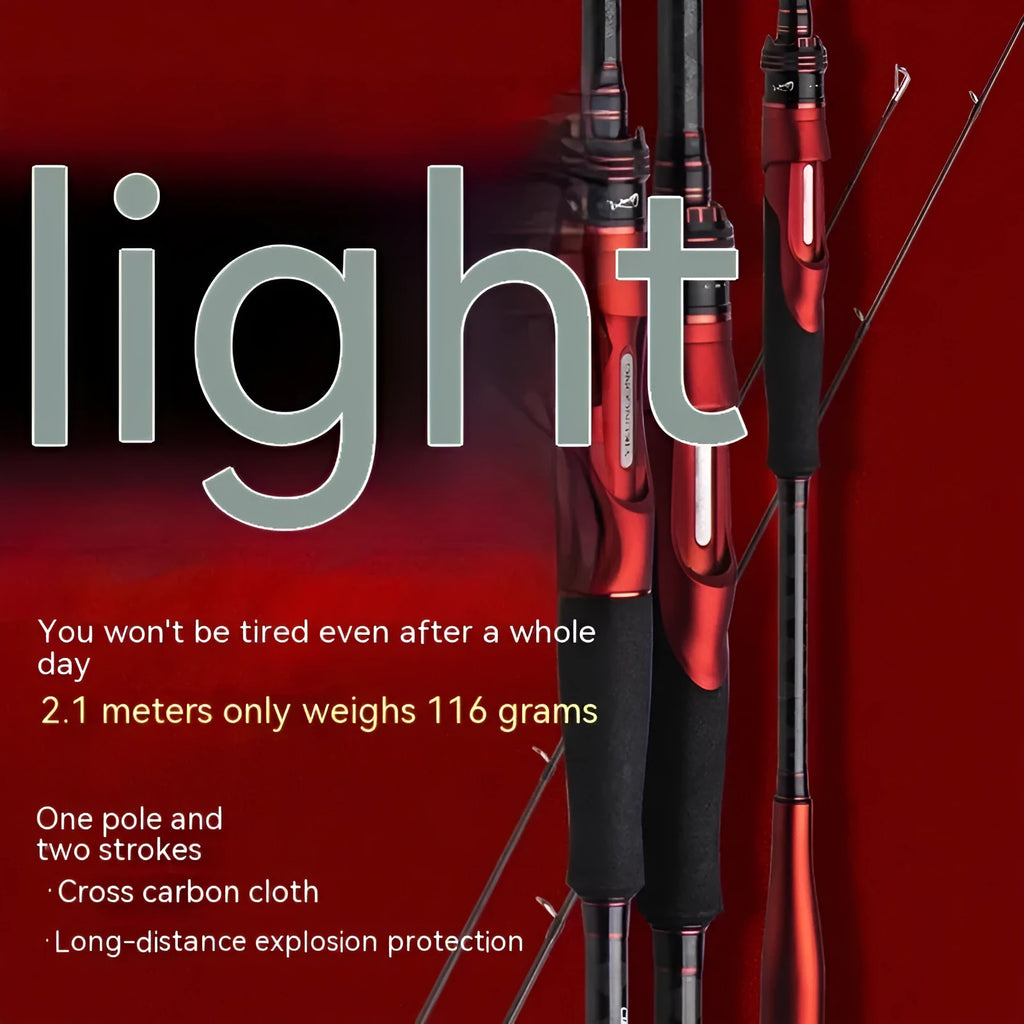 Carbon ultralight lure fishing rod showing pikestaff and straight handle options against a neutral background.
