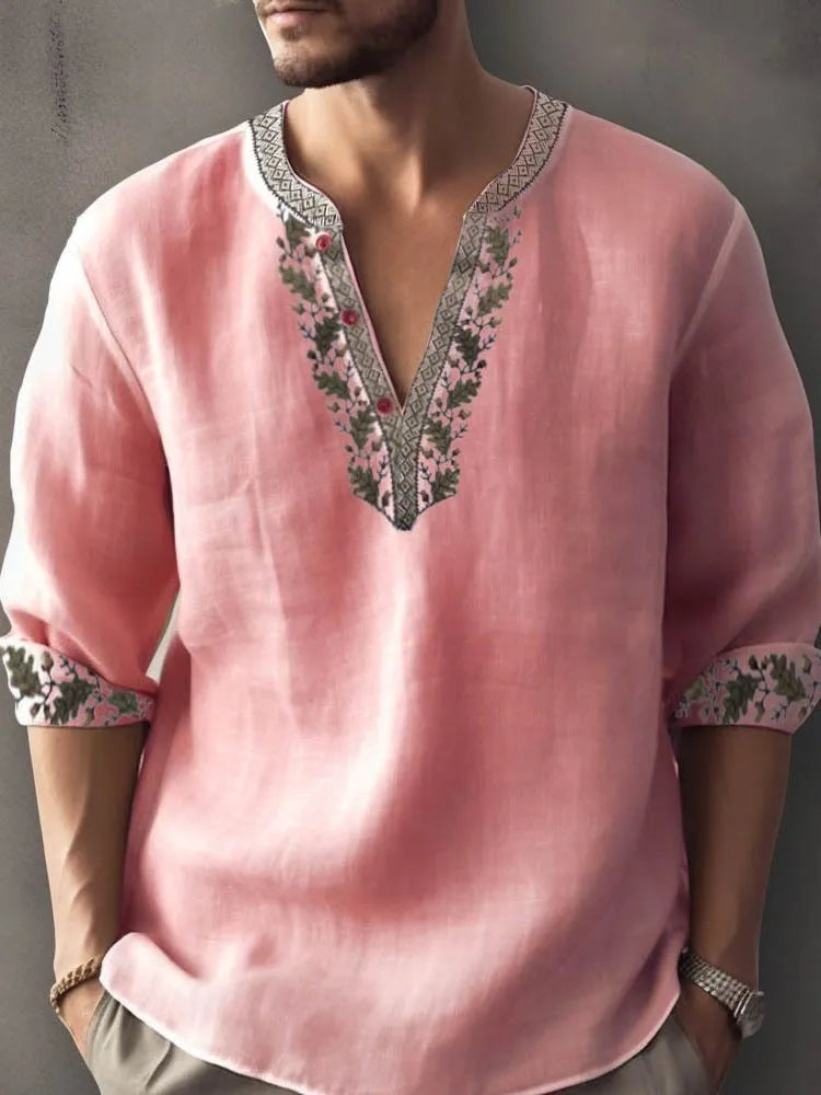 British style bamboo hemp summer shirt with striped pattern in multiple colour options