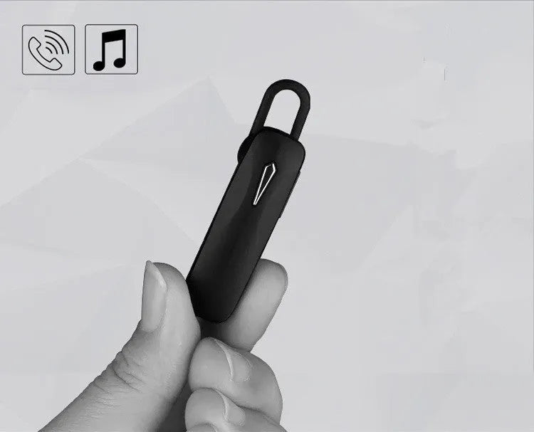 M163 car Bluetooth stereo headset in black and white colours showing call and music controls