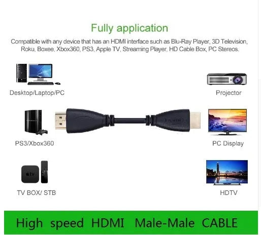Gold-plated HDMI cable with male connectors in multiple length options