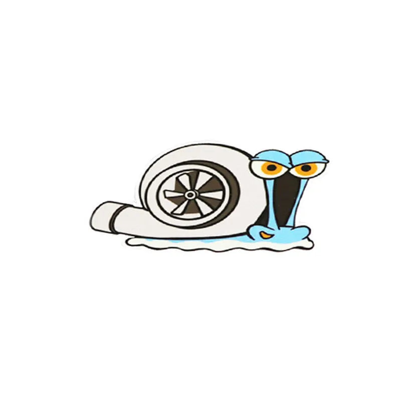 Cartoon snail reflective car bumper sticker measuring 12cm by 8cm