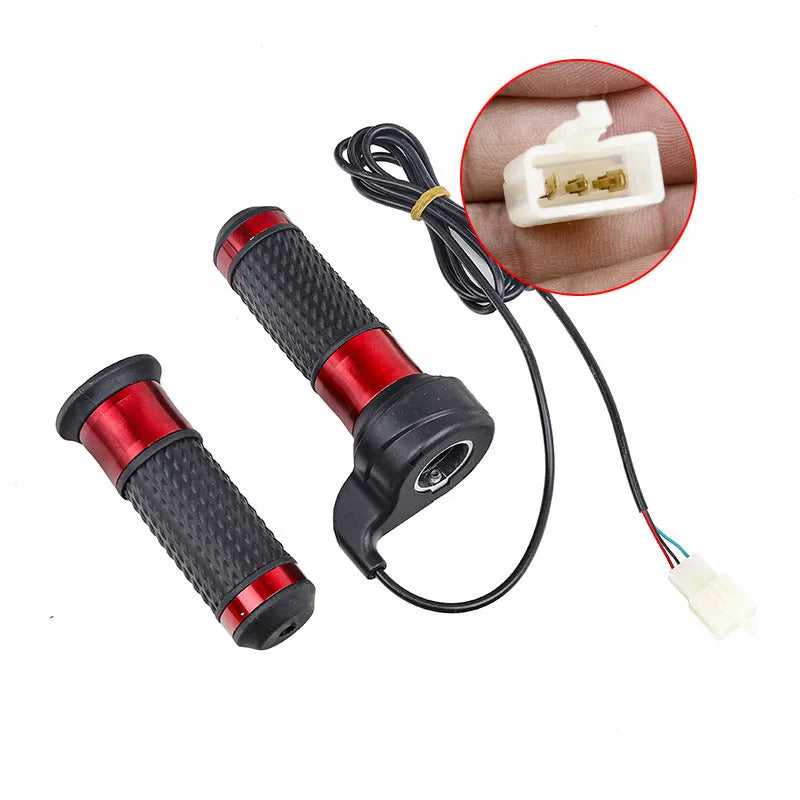 Three-speed rotating electric scooter handle with speaker and 3-wire plug in gold red silver and black plastic