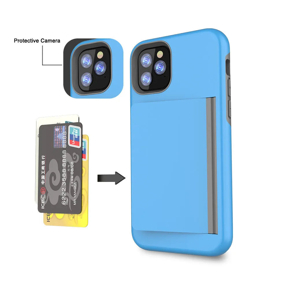 A solid-colour mobile phone case for Apple iPhone 11 series, shown in multiple colour options.