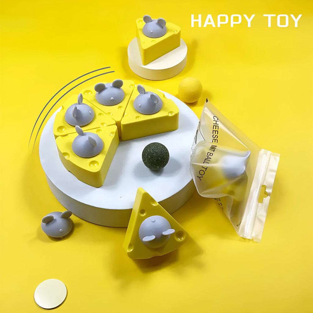Yellow catnip toy ball with silvervine for cat teeth cleaning and chewing entertainment