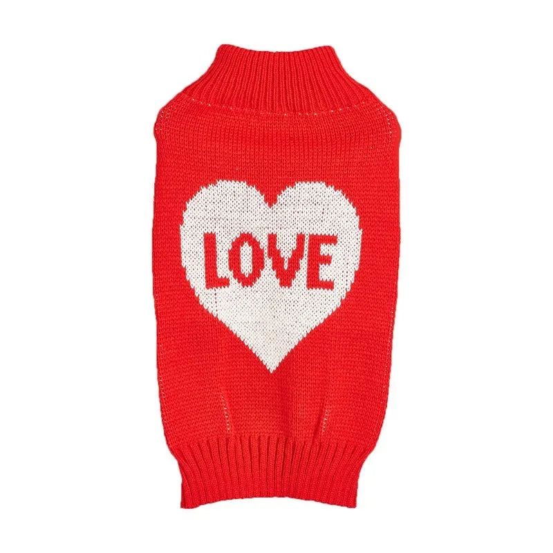 Fashion personality dog sweater with bow and love heart design in acrylic material