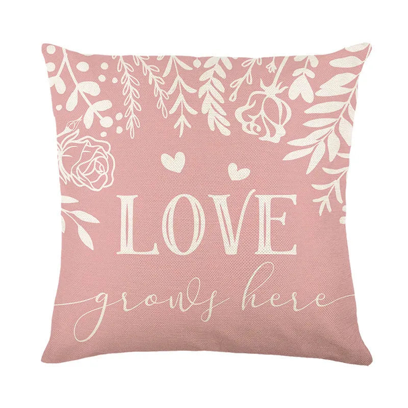 Square plaid and heart pattern Valentine's Day pillow cover in 45cm size.
