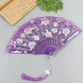 Folding hand fan with plastic rose lace, 42.5cm x 23cm, new Chinese style, available in 10 colours