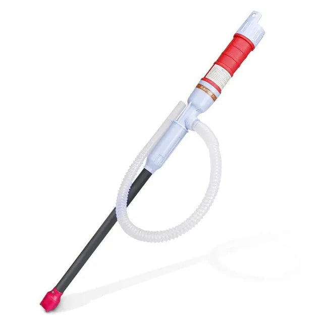 Blue manual hand-operated siphon pump for fuel oil gasoline liquid transfer