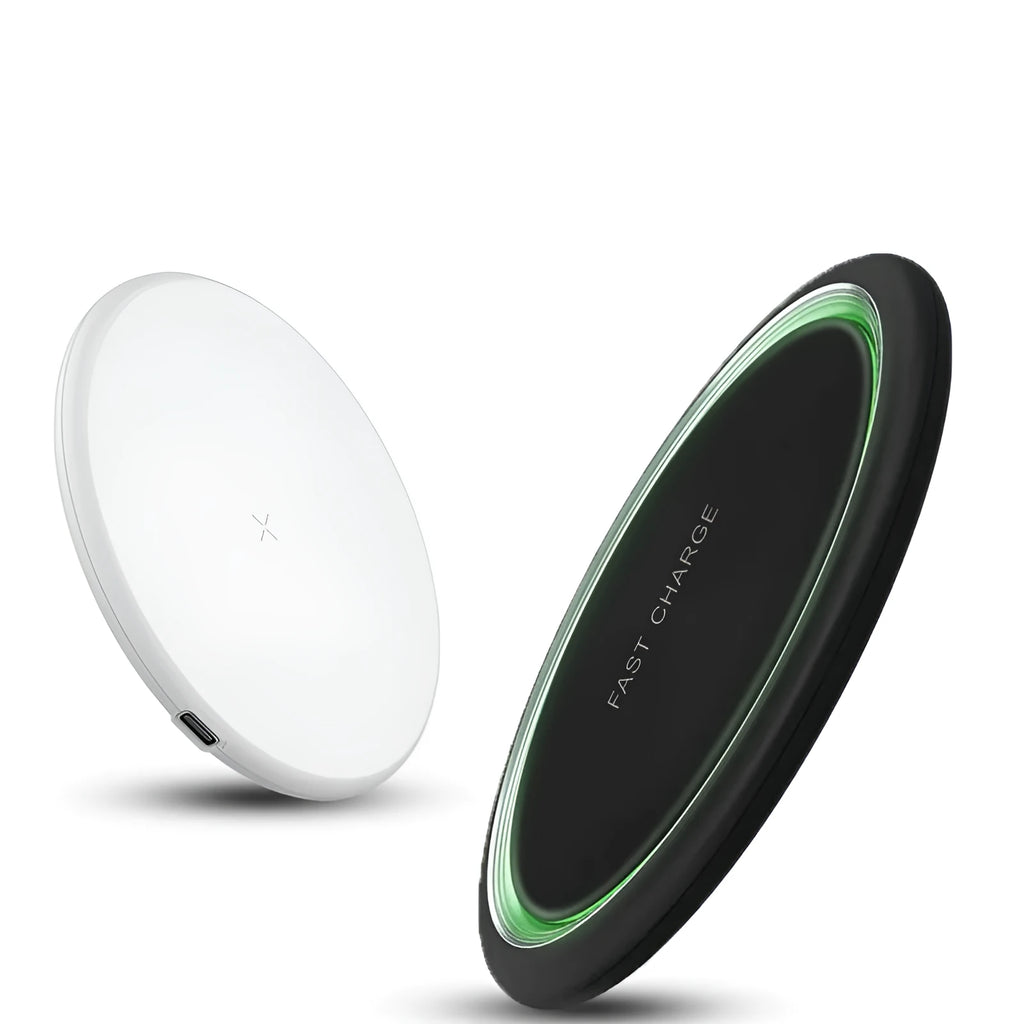 QI wireless charger in Black or White ABS with 10W or 15W style and 6mm charging distance