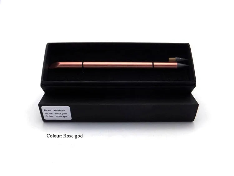 Inkless metal pen with alloy steel nib in choice of five colours including silver, gold, rose gold, black, and blue